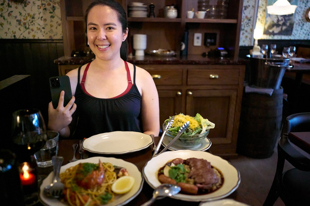 Exploring Montreal travel guide with person sitting at table. 