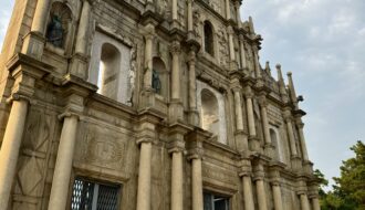 Up close of the Ruins of St. Paul's Cathedral.