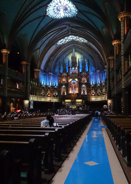 Inside the Notre Dame Cathedral in downtown montreal.