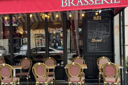 bar chairs at a bistro in paris france