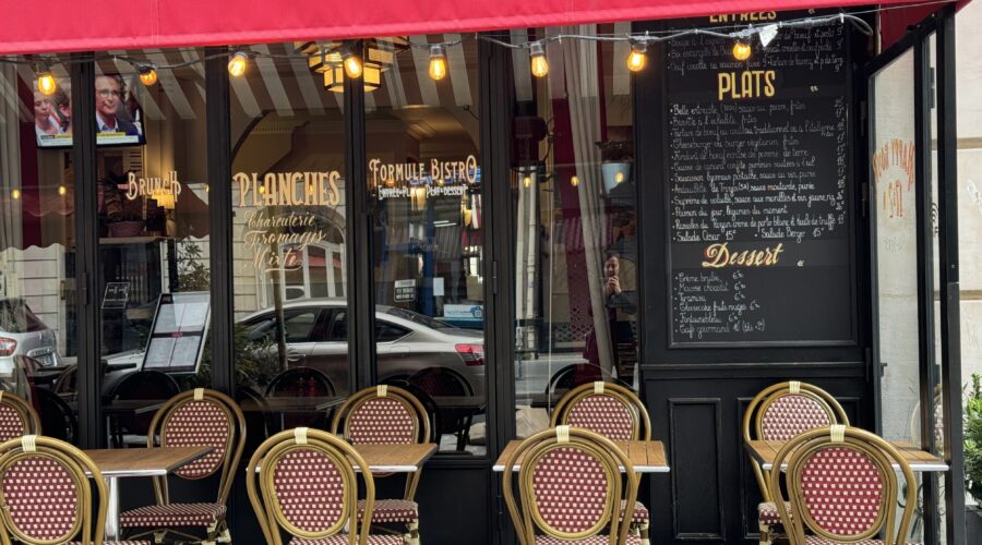 bar chairs at a bistro in paris france